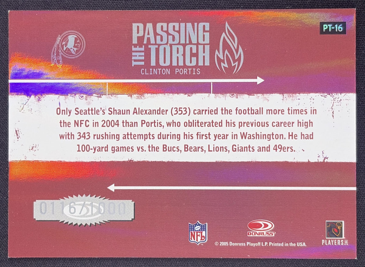 Clinton Portis 2005 Donruss Elite Passing the Torch Red /1000 Redskins