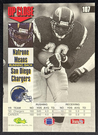 Natrone Means 1994 Classic Images Chargers Sports Trading Cards