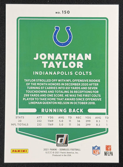Jonathan Taylor 2021 Panini Donruss Season Stat Line /500 Colts
