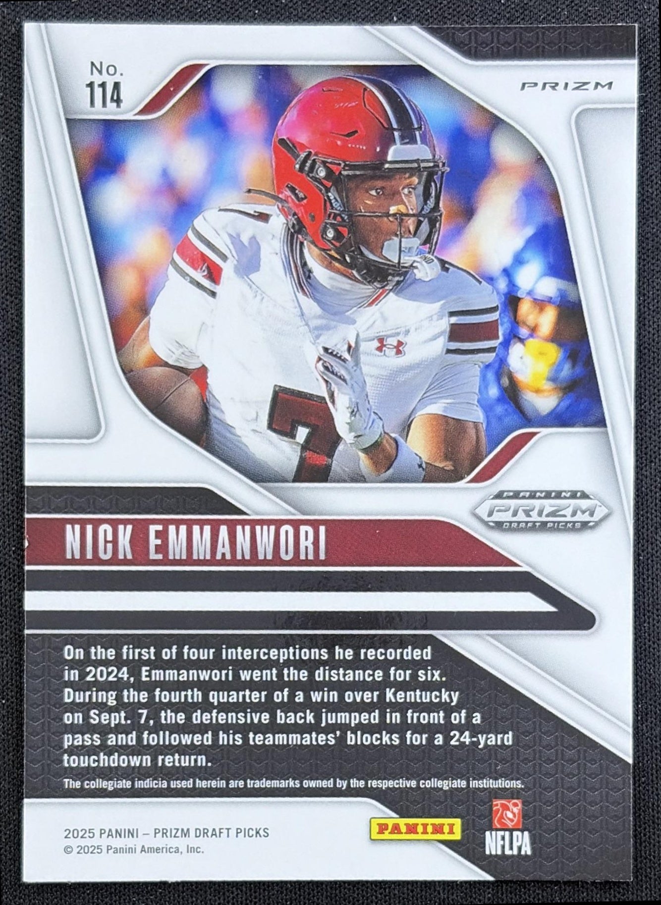 Nick Emmanwori 2025 Panini Prizm Draft Picks Gold Ice Gamecocks