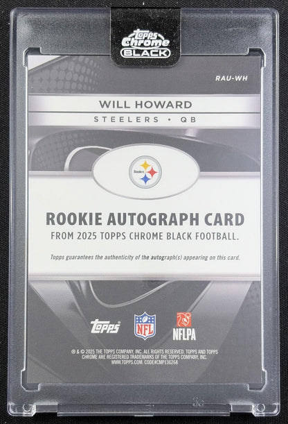 Will Howard 2025 Topps Chrome Black Rookie Auto Blue Refractor /150 Steelers