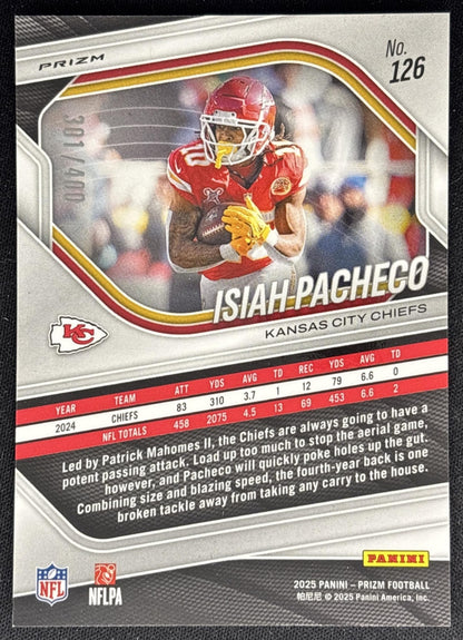 Isiah Pacheco 2025 Panini Prizm Pandora /400 Chiefs Sports Trading Cards