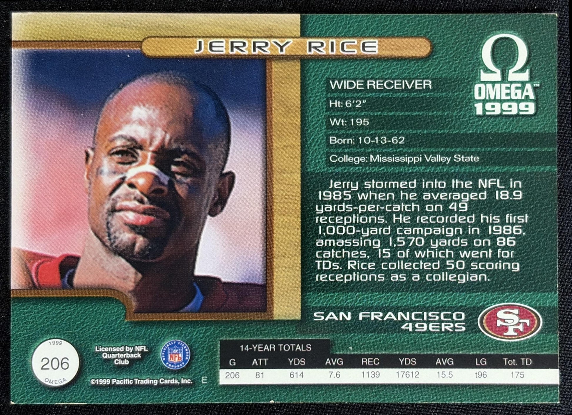 Jerry Rice 1999 Pacific Omega 49ers