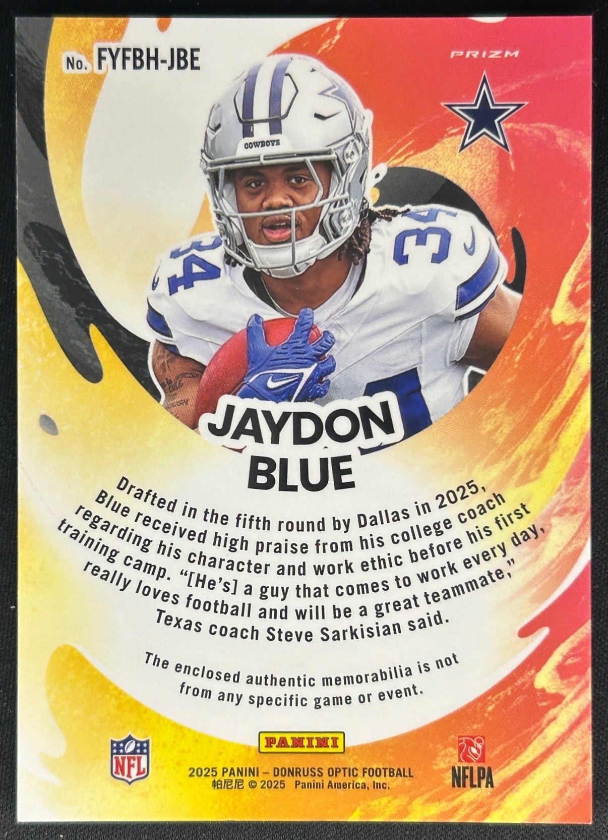 Jaydon Blue 2025 Panini Donruss Optic First Year Fresh Cowboys Sports Trading Cards