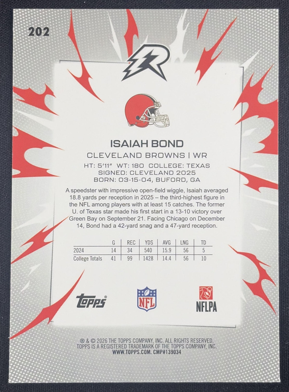 Isaiah Bond 2025 Topps Resurgence Yellow Surge Refractor /225 Browns