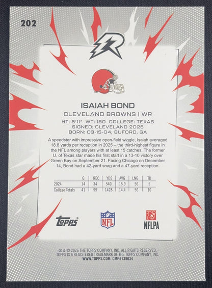 Isaiah Bond 2025 Topps Resurgence Yellow Surge Refractor /225 Browns