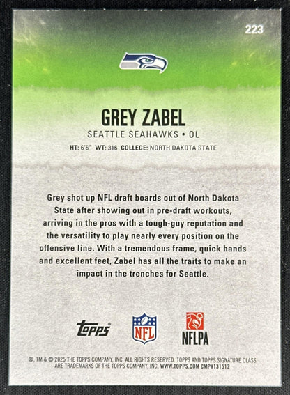 Grey Zabel 2025 Topps Signature Class Rookie Red & Black Foil Seahawks back