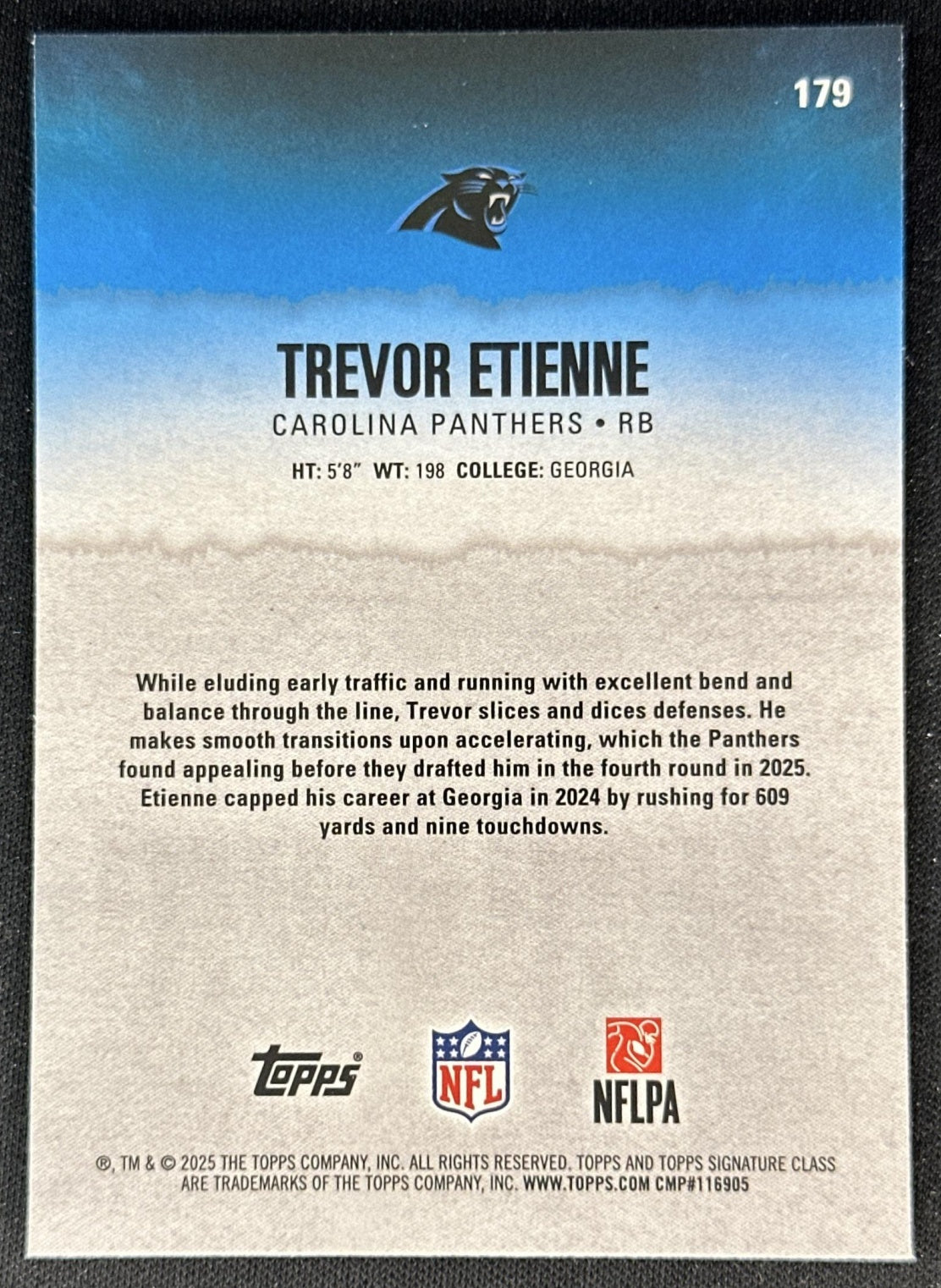 Trevor Etienne 2025 Topps Signature Class Chrome Rookie Panthers back