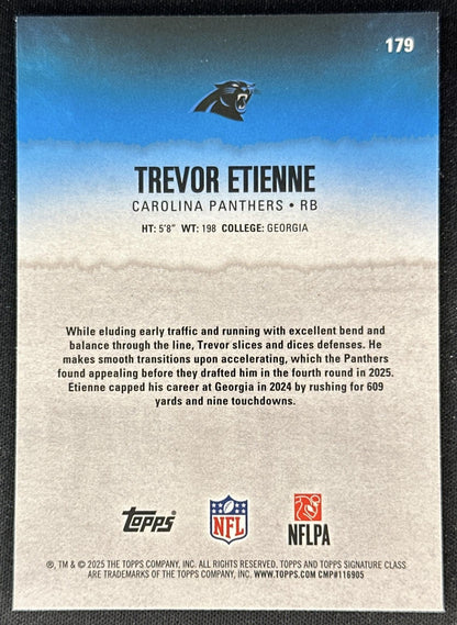 Trevor Etienne 2025 Topps Signature Class Chrome Rookie Panthers back