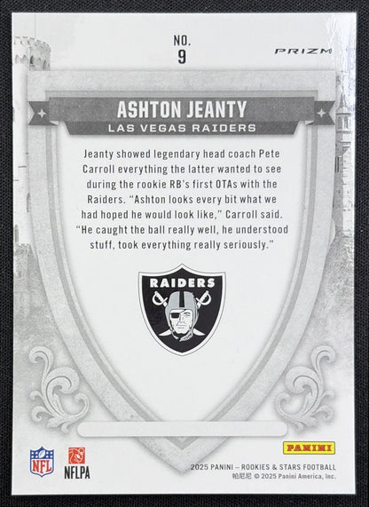 Ashton Jeanty 2025 Panini Rookies & Stars Crusade Red Plaid Raiders back