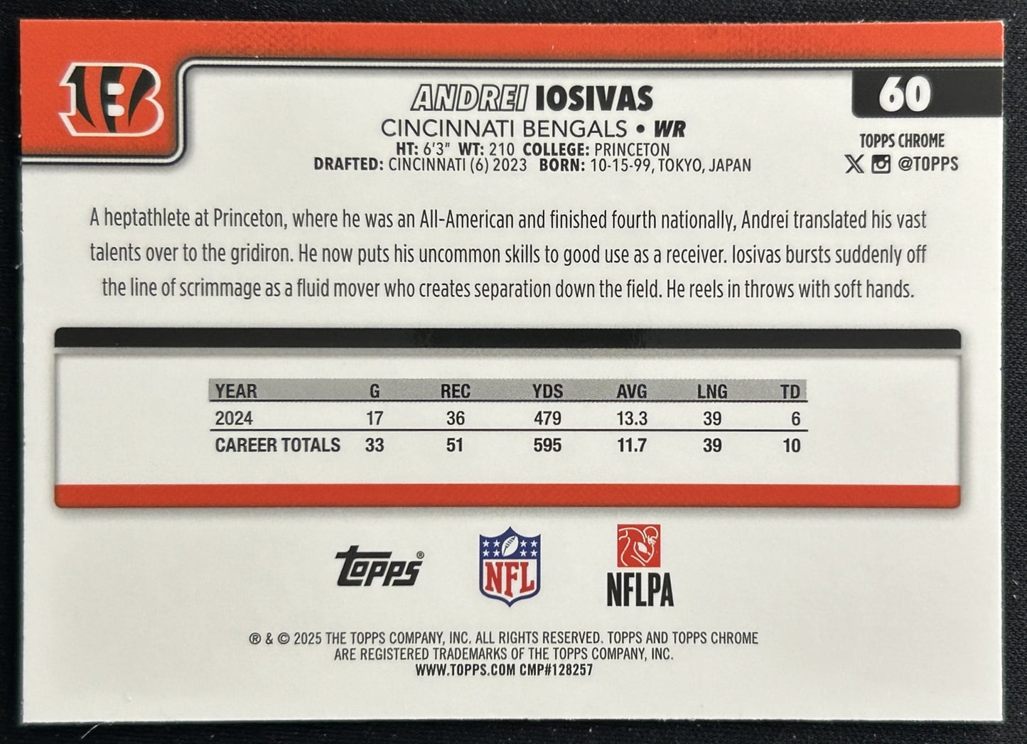 Andrei Iosivas 2025 Topps Chrome Bengals