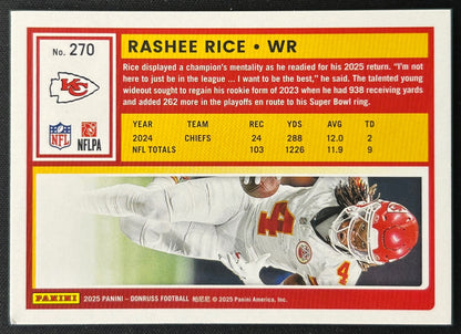 Rashee Rice 2025 Panini Donruss Press Proof Purple Chiefs Sports Trading Cards