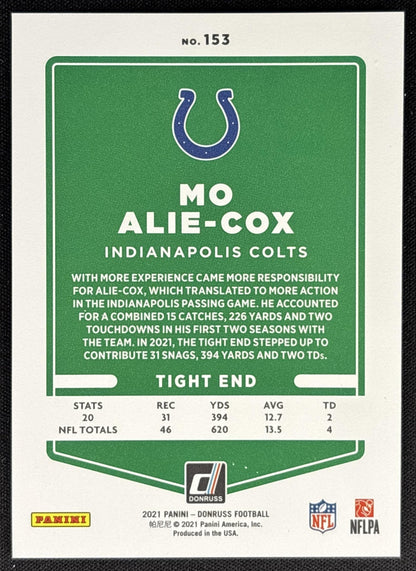 Mo Alie-Cox 2021 Panini Donruss Press Proof Premium Colts