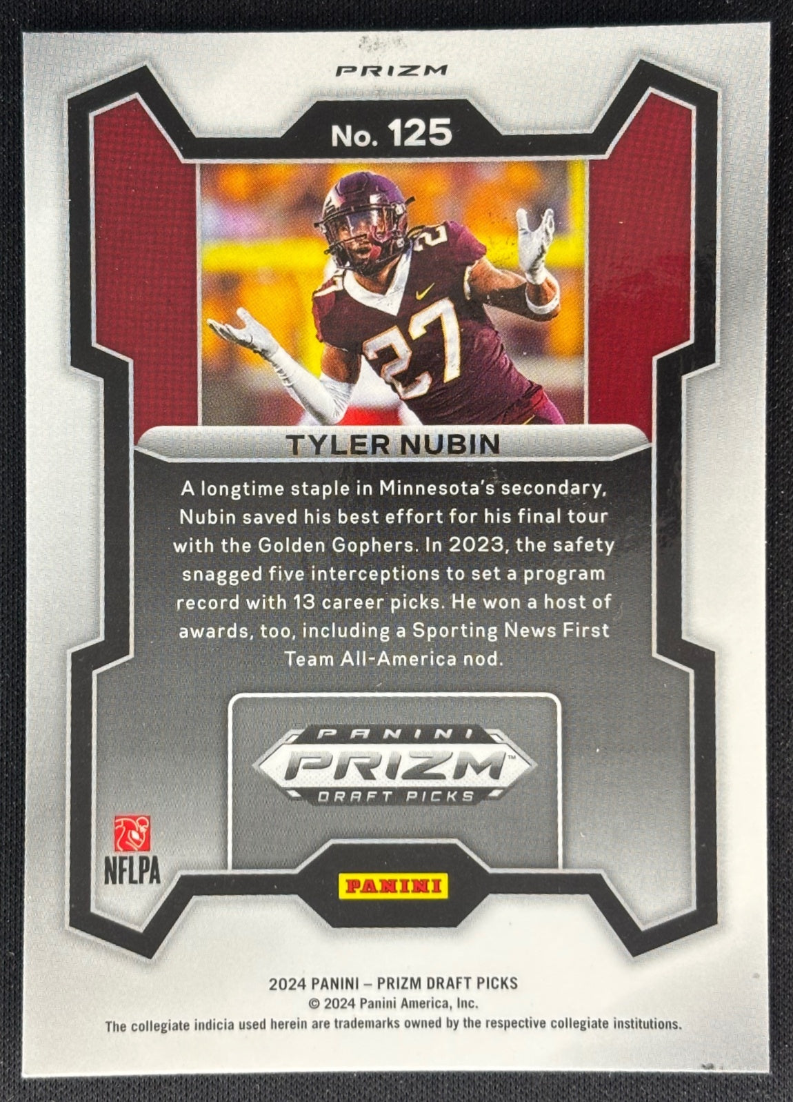 Tyler Nubin 2024 Panini Prizm Collegiate Draft Picks Red Ice Sports Trading Cards