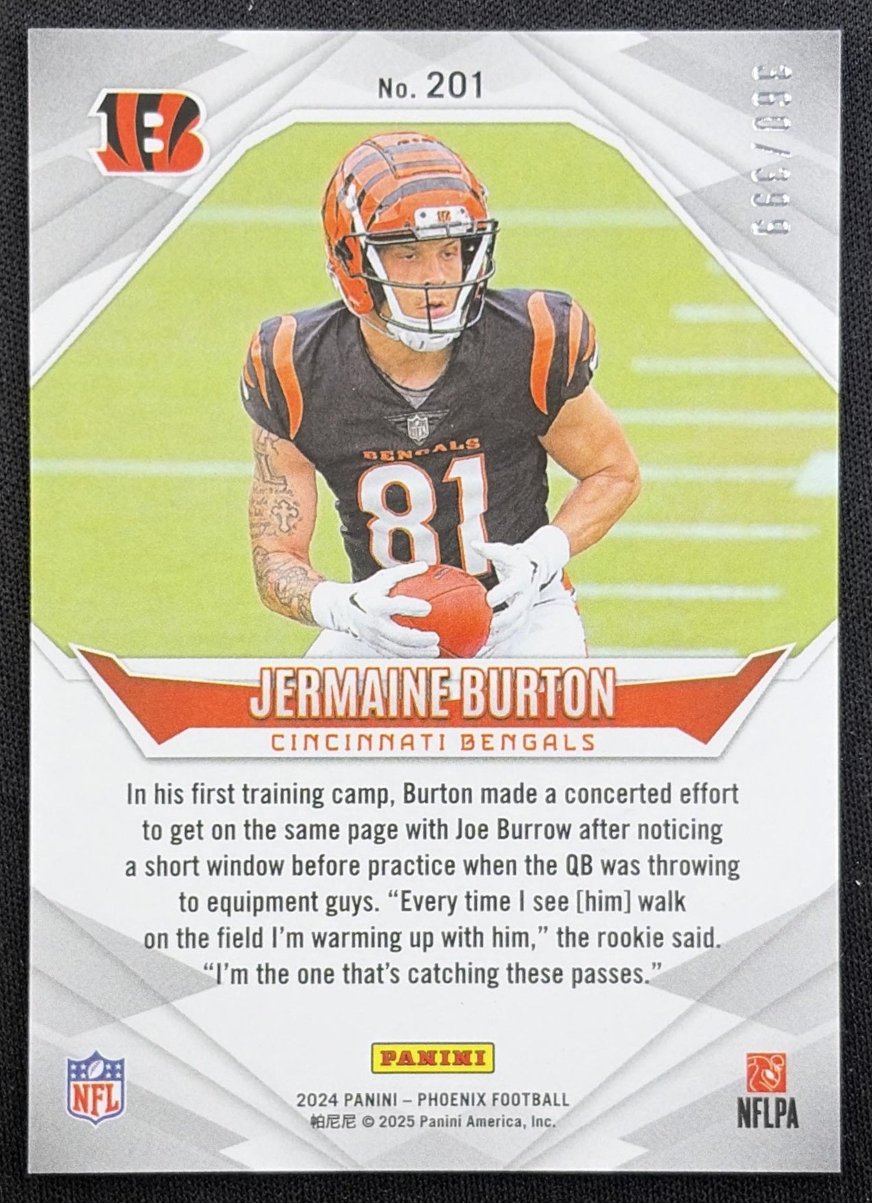 Jermaine Burton 2024 Panini Phoenix /399 Bengals back