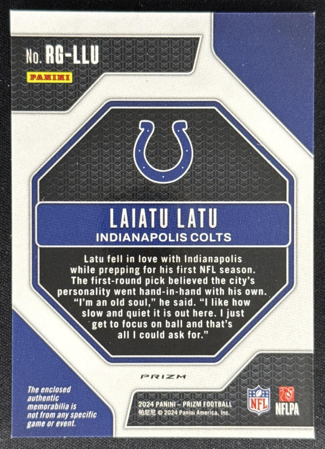Laiatu Latu 2024 Panini Prizm Rookie Gear Colts