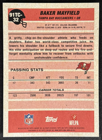 Baker Mayfield 2026 Topps 1991 Chrome Mojo Refractor Buccaneers