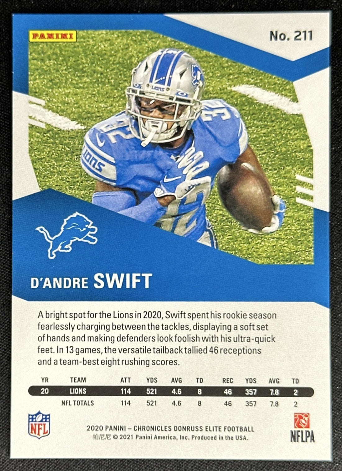 D Andre Swift 2020 Panini Chronicles Elite Update Red /399 Lions