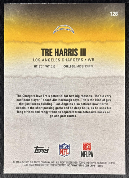 Tre Harris III 2025 Signature Class Chrome Rookie Teal Refractor /225 Chargers Sports Trading Cards