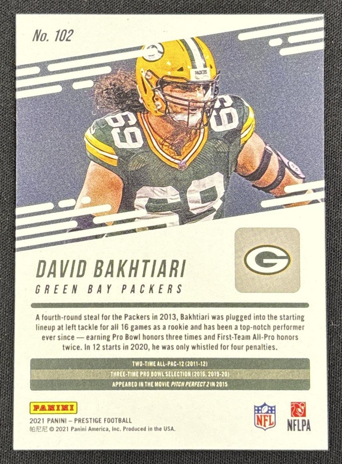 David Bakhtiari 2021 Panini Prestige Xtra Points Platinum /25 Packers
