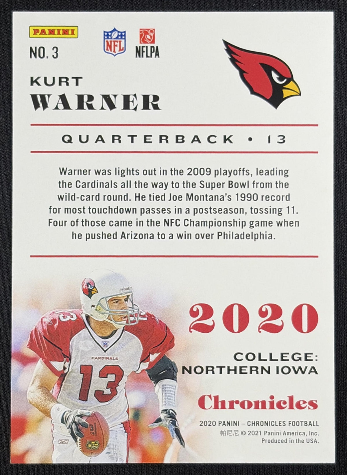 Kurt Warner 2020 Panini Chronicles Blue /99 Cardinals