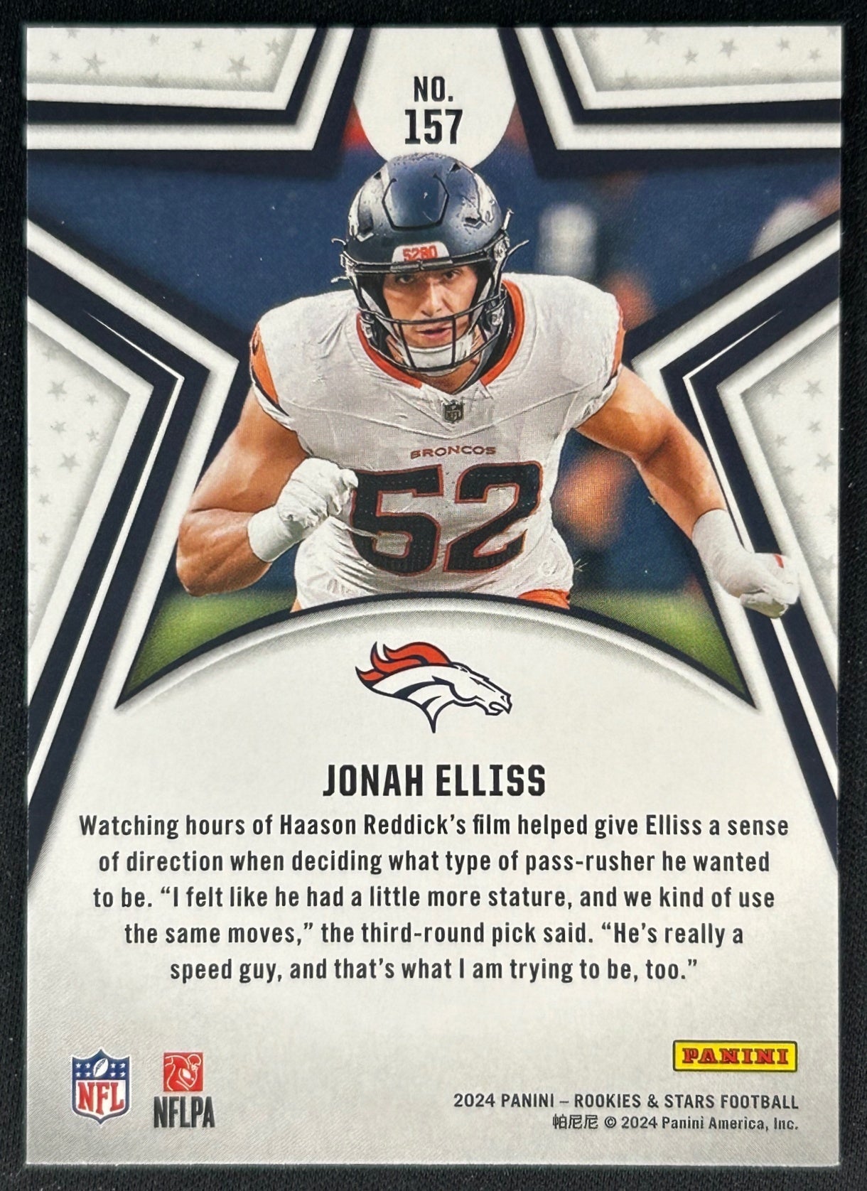 Jonah Elliss 2024 Panini Rookies & Stars Broncos Sports Trading Cards