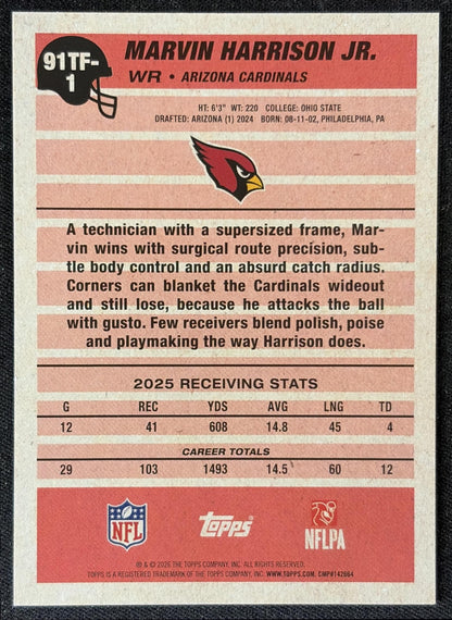 Marvin Harrison Jr. 2026 Topps 1991 Cardinals back