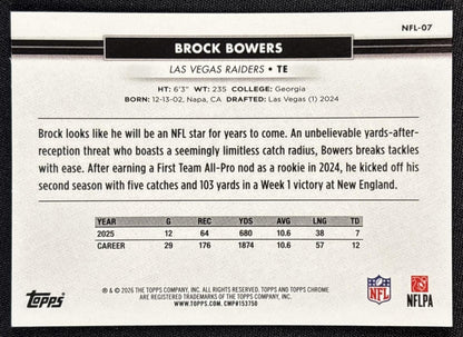 Brock Bowers 2026 Topps NSCC Collection NFL Raiders Sports Trading Cards