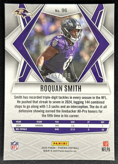 Roquan Smith 2025 Panini Phoenix Blue Winter Prizm /199 Ravens