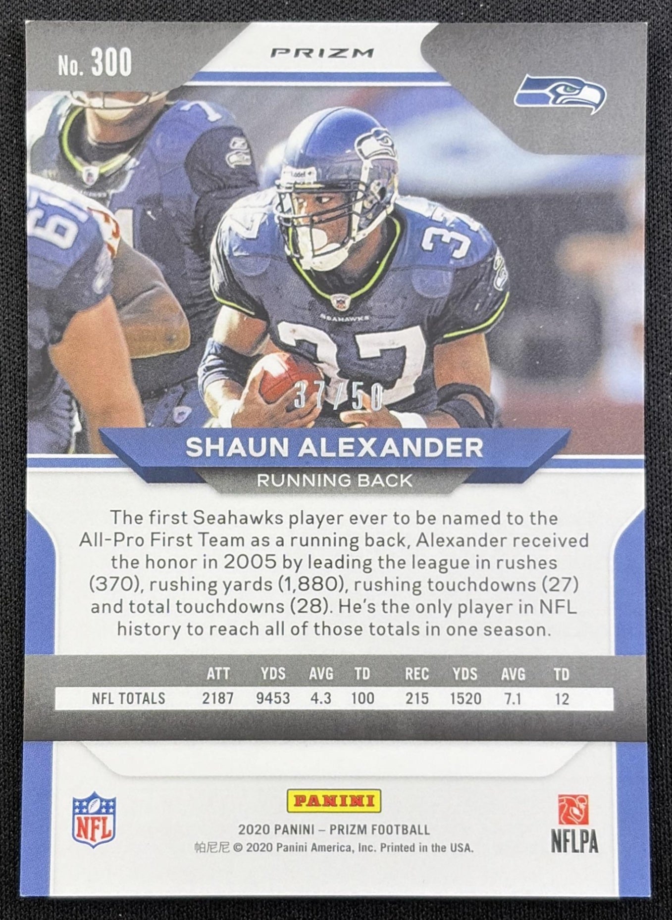 Shaun Alexander 2020 Panini Prizm No Huddle Red /50 Seahawks
