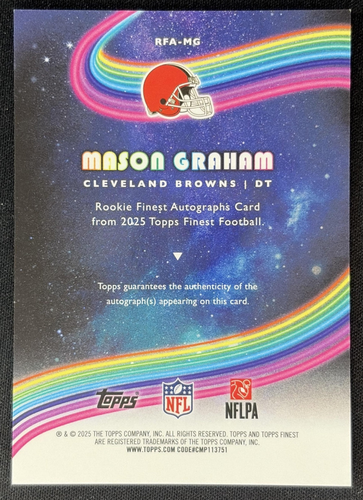 Mason Graham 2025 Topps Finest Rookie Auto Browns Football