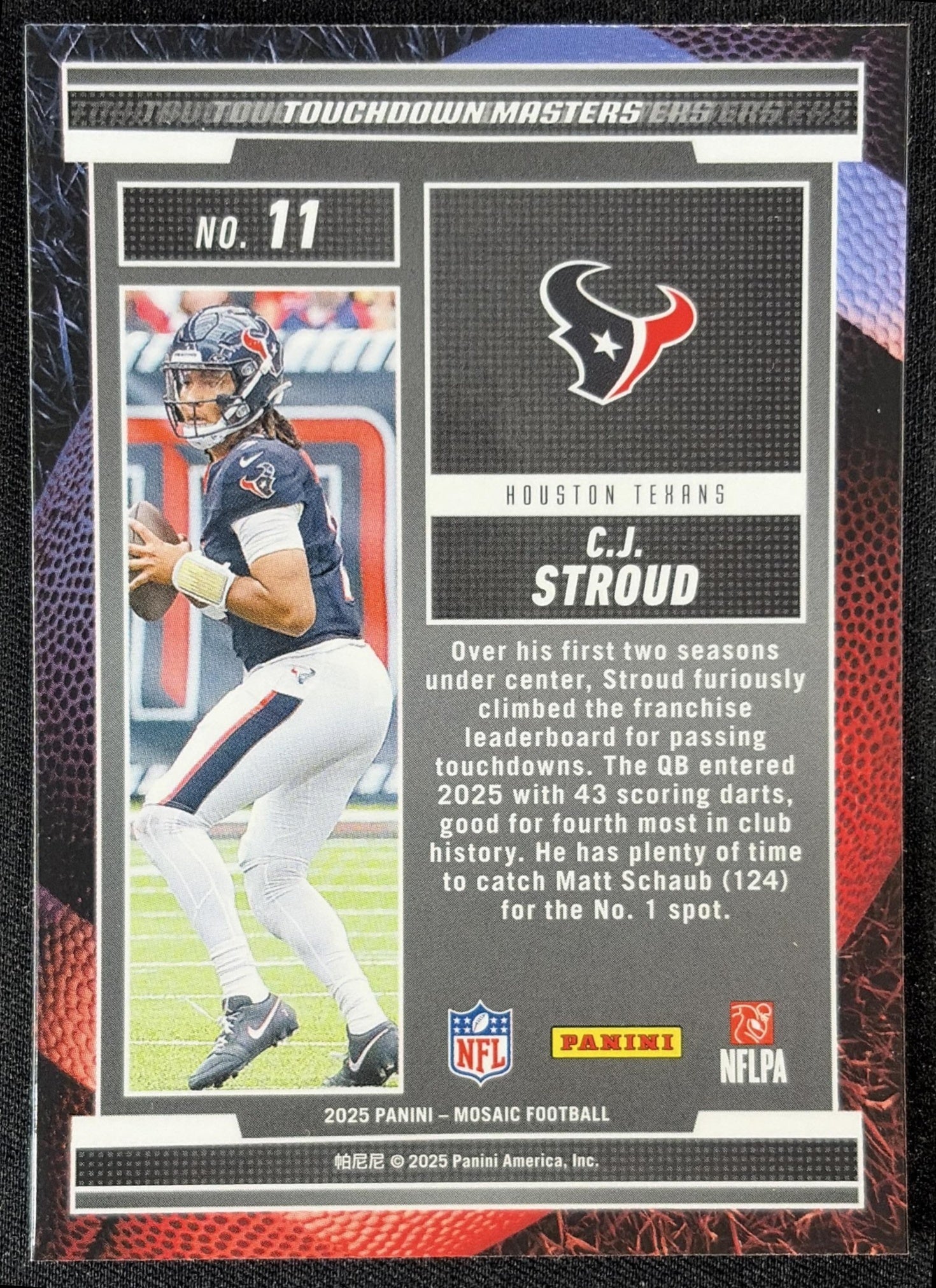 C.J. Stroud 2025 Panini Mosaic Touchdown Masters Mosaic Prizm Texans