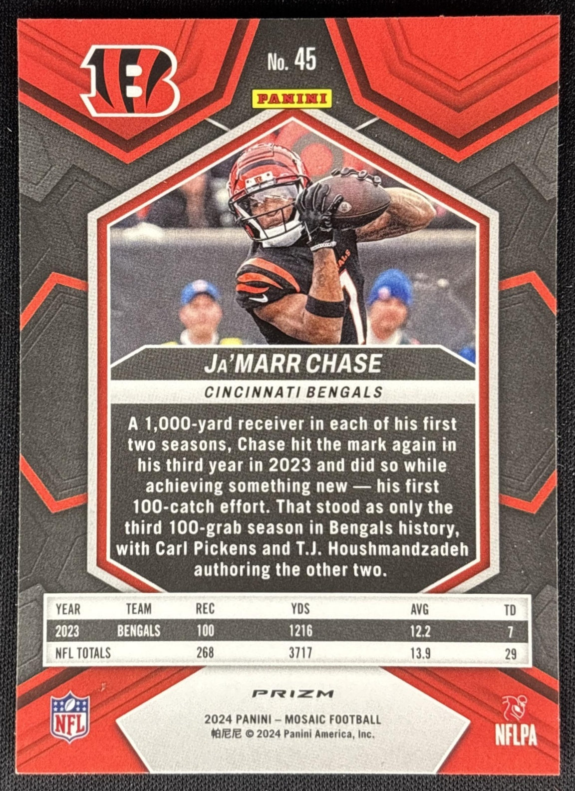 Ja'Marr Chase 2024 Panini Mosaic Green Prizm Bengals Sports Trading Cards