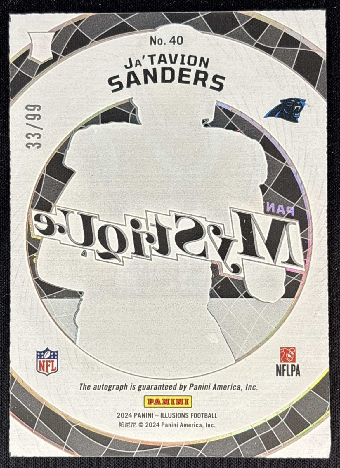 Ja Tavion Sanders 2024 Panini Illusions Mystique Auto /99 Panthers Sports Trading Card