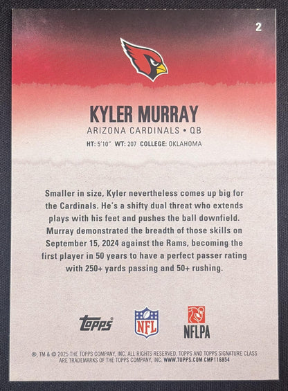 Kyler Murray 2025 Topps Signature Class Veteran Silver Foil /275 Cardinals
