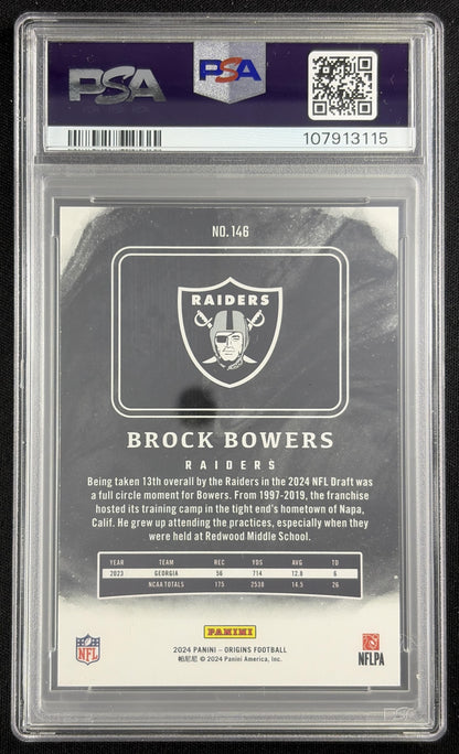 Brock Bowers 2024 Panini Origins Rookies PSA 8 Raiders