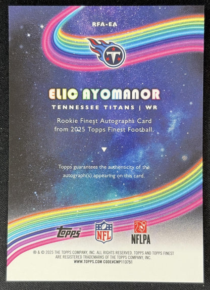 Elic Ayomanor 2025 Topps Finest Rookie Auto Titans back
