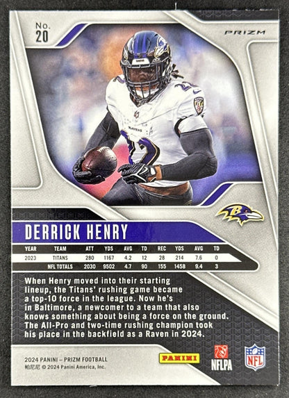 Derrick Henry 2024 Panini Prizm Silver Ravens Sports Trading Card