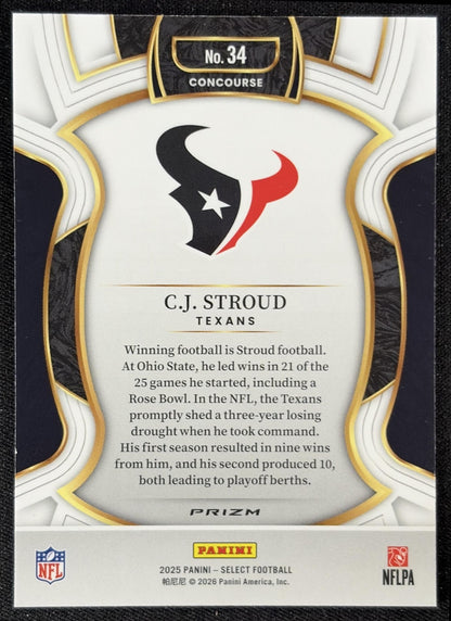 C.J. Stroud 2025 Panini Select Concourse Silver Prizm Texans