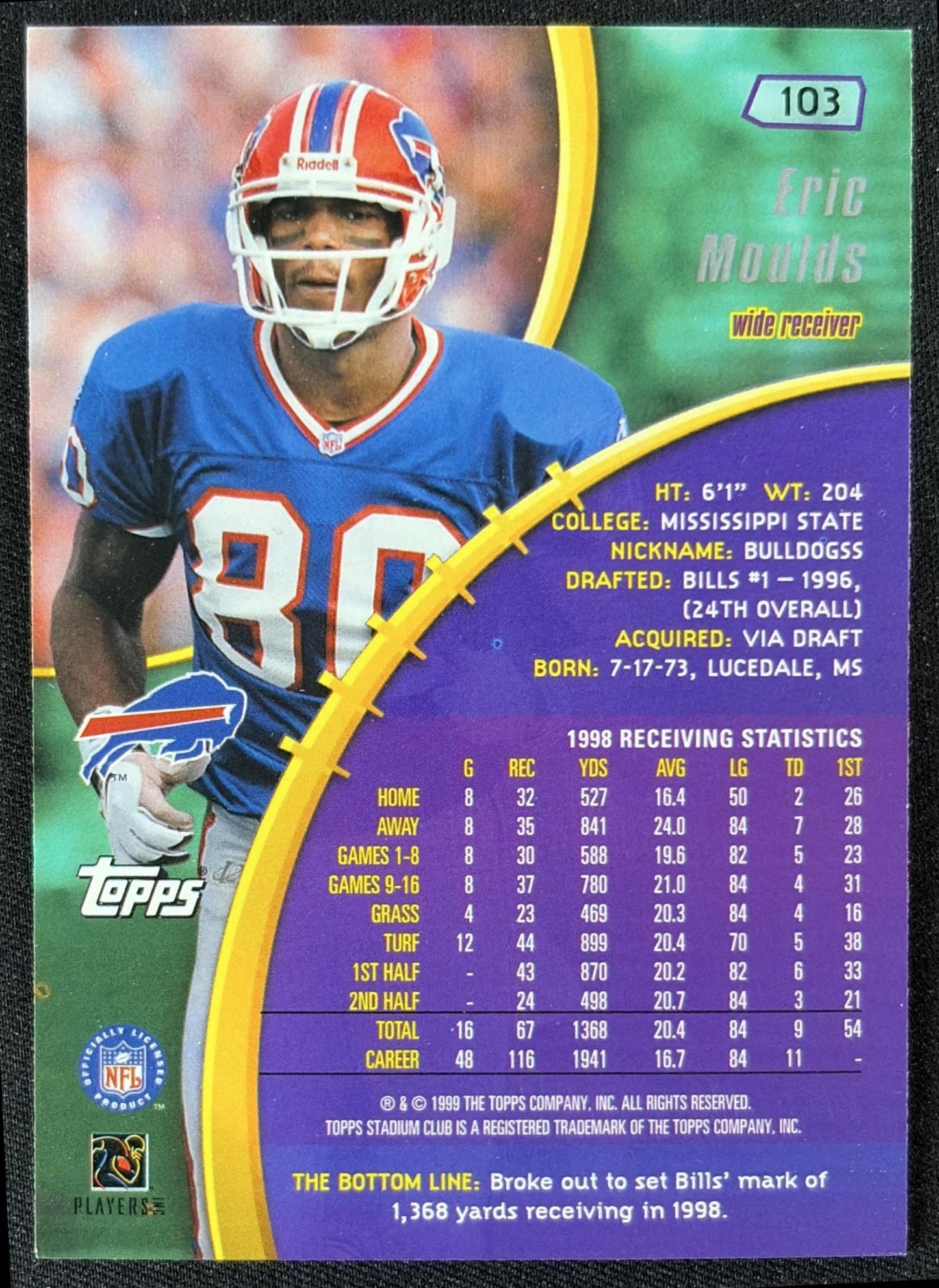 Eric Moulds 1999 Topps Stadium Club Bills