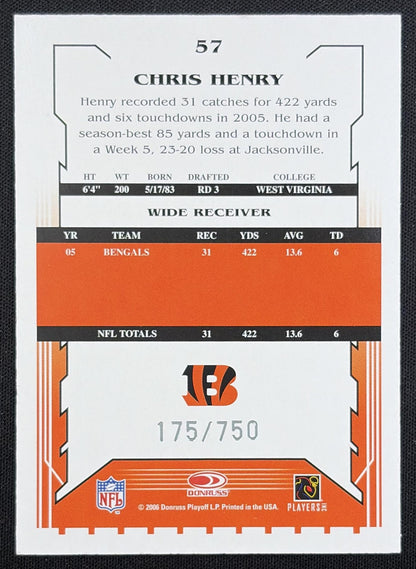 Chris Henry 2006 Score Scorecard /750 Bengals