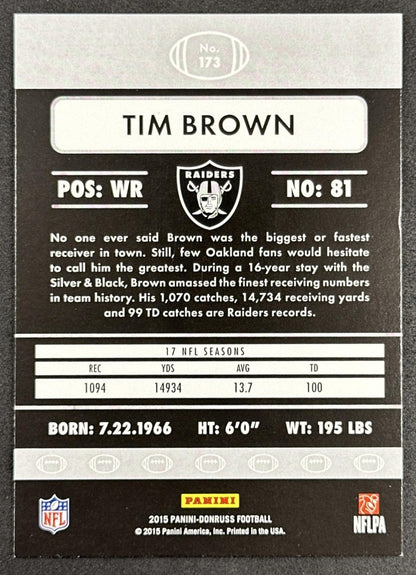 Tim Brown 2015 Panini Donruss Raiders Oakland Raiders Sports Trading Card