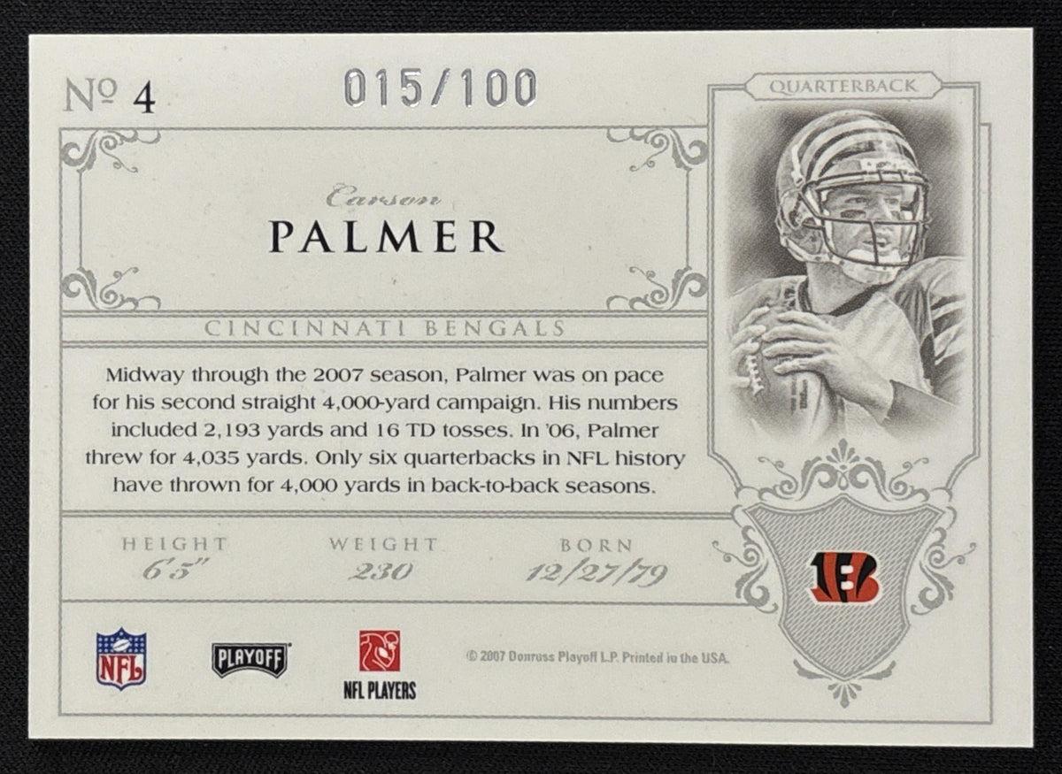 Carson Palmer 2007 Playoff National Treasures /100 Bengals