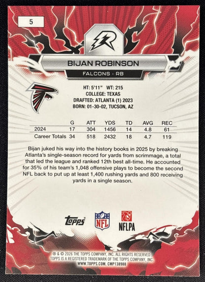 Bijan Robinson 2025 Topps Resurgence Bronze Surge Refractor /375 Falcons Sports Trading Cards