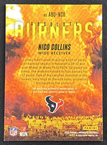 Nico Collins 2025 Panini Absolute Burners Texans Sports Trading Card