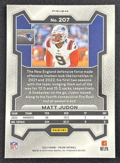 Matt Judon 2023 Panini Prizm Orange Ice Patriots