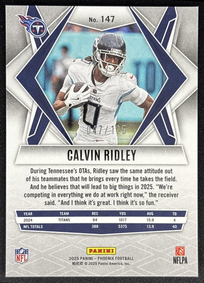 Calvin Ridley 2025 Panini Phoenix Bronze Pandora Prizm /125 Titans