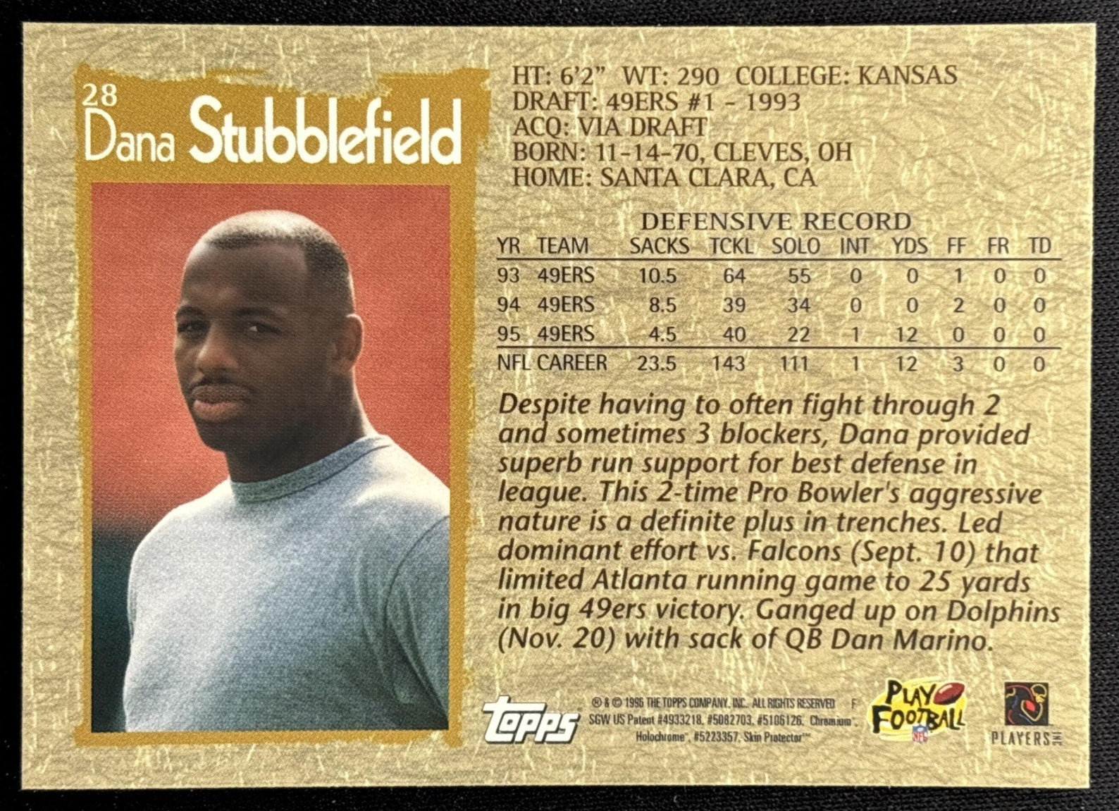 Dana Stubblefield 1996 Topps Chrome 49ers Sports Trading Cards