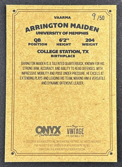Arrington Maiden 2024 Onyx Vintage Collection Green Auto /50