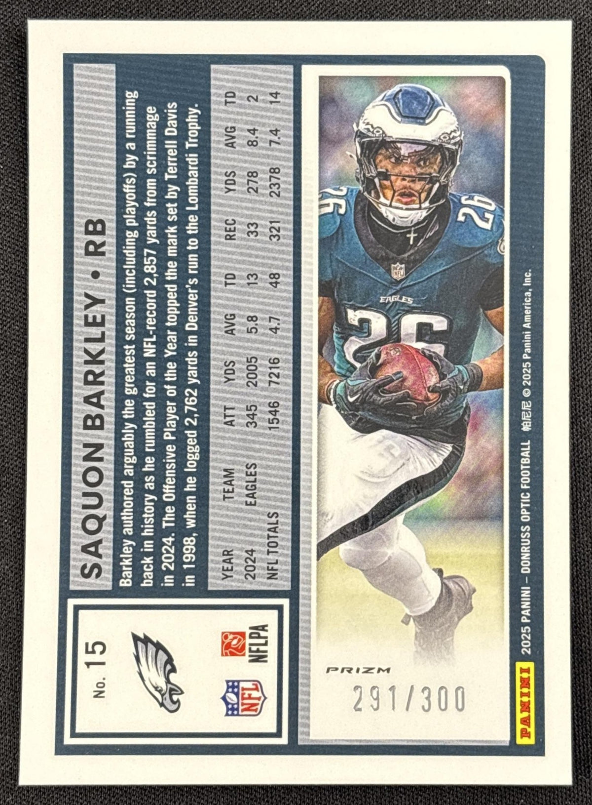 Saquon Barkley 2025 Panini Donruss Optic Wave Prizm /300 Eagles